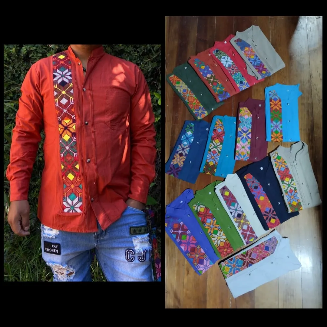 Camisa Guayabera Manga Larga Bordado Artesanal Para Hombre - Image 2