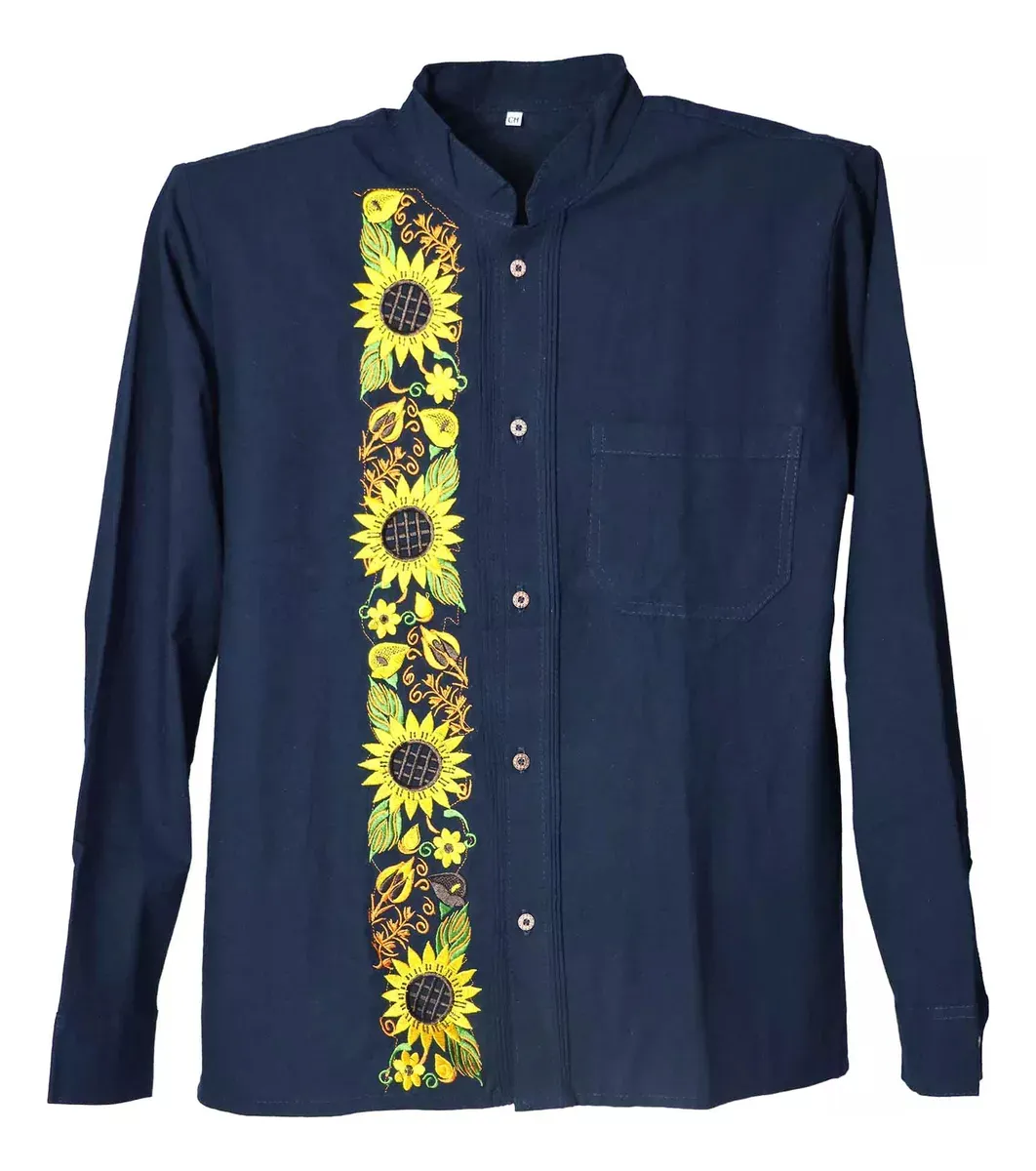 Camisa Guayabera Manga Larga Bordado Artesanal Para Hombre - Image 4