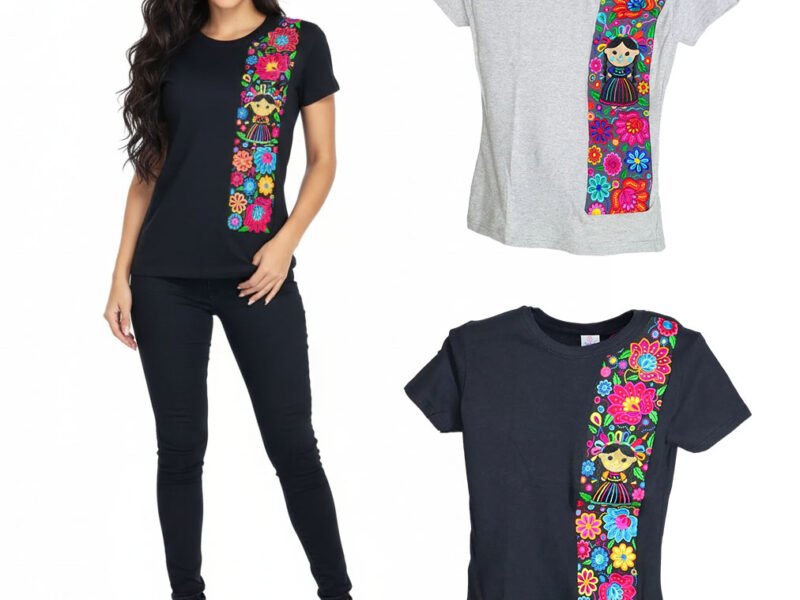 Playeras Con Bordados Artesanales De Moda Para Dama