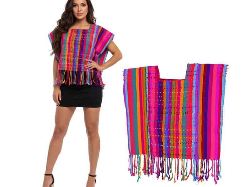 Blusa Huipil De Telar Con Nuditos De Colores De Moda Artesanal