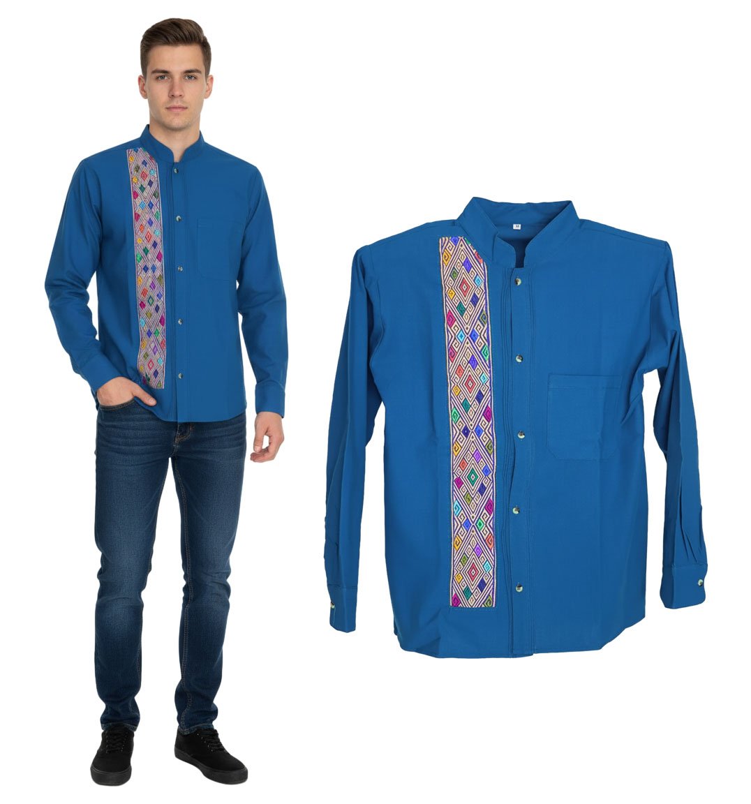 Camisa Guayabera Manga Larga Bordado Artesanal Para Hombre