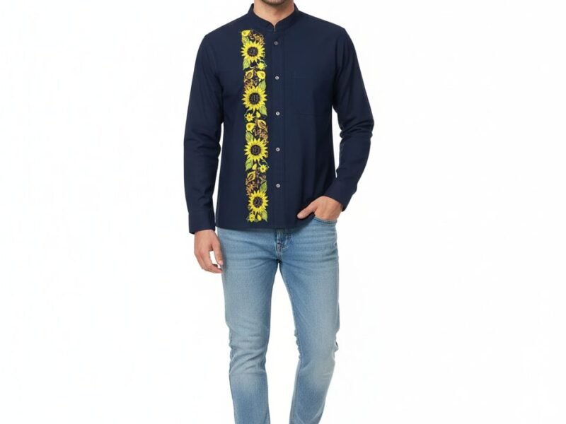 Camisa Guayabera Manga Larga Bordado Artesanal Para Hombre