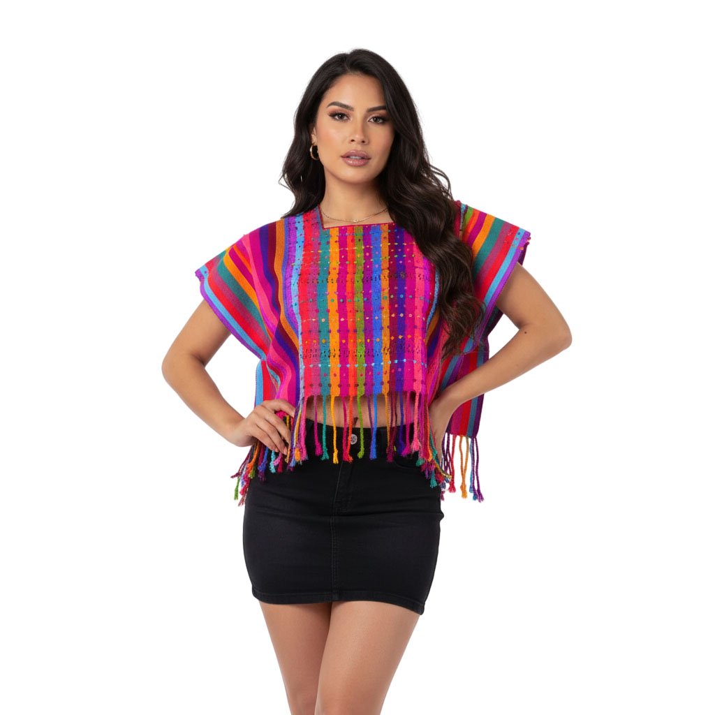Blusa Huipil De Telar Con Nuditos De Colores De Moda Artesanal - Image 2
