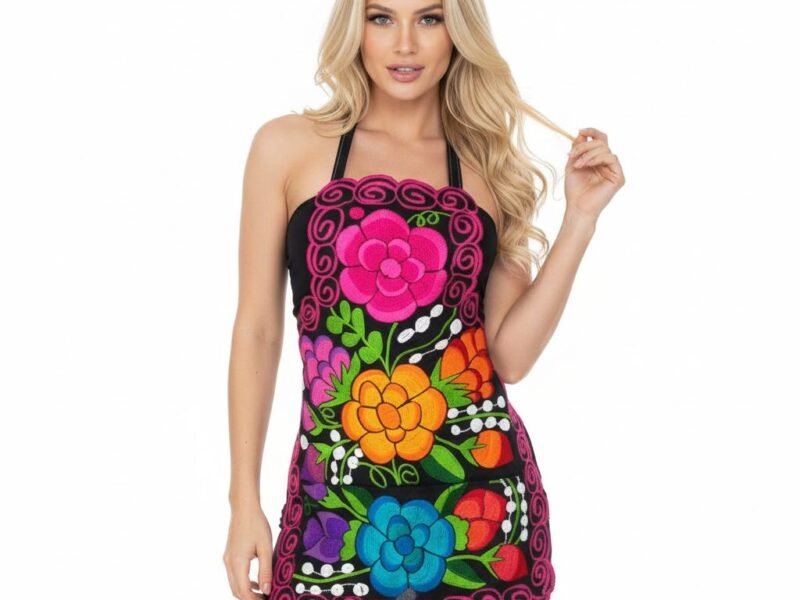 Pack 3 Mandiles Con Bordado Floral Cocina Chef Delantal