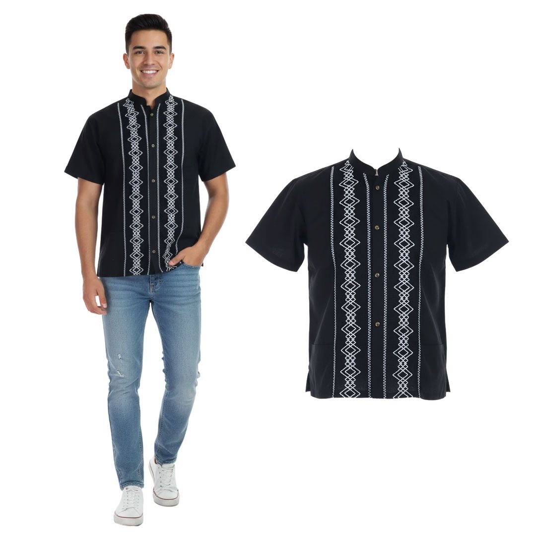 Camisa Guayabera Manga Corta De Moda Artesanal Para Hombre