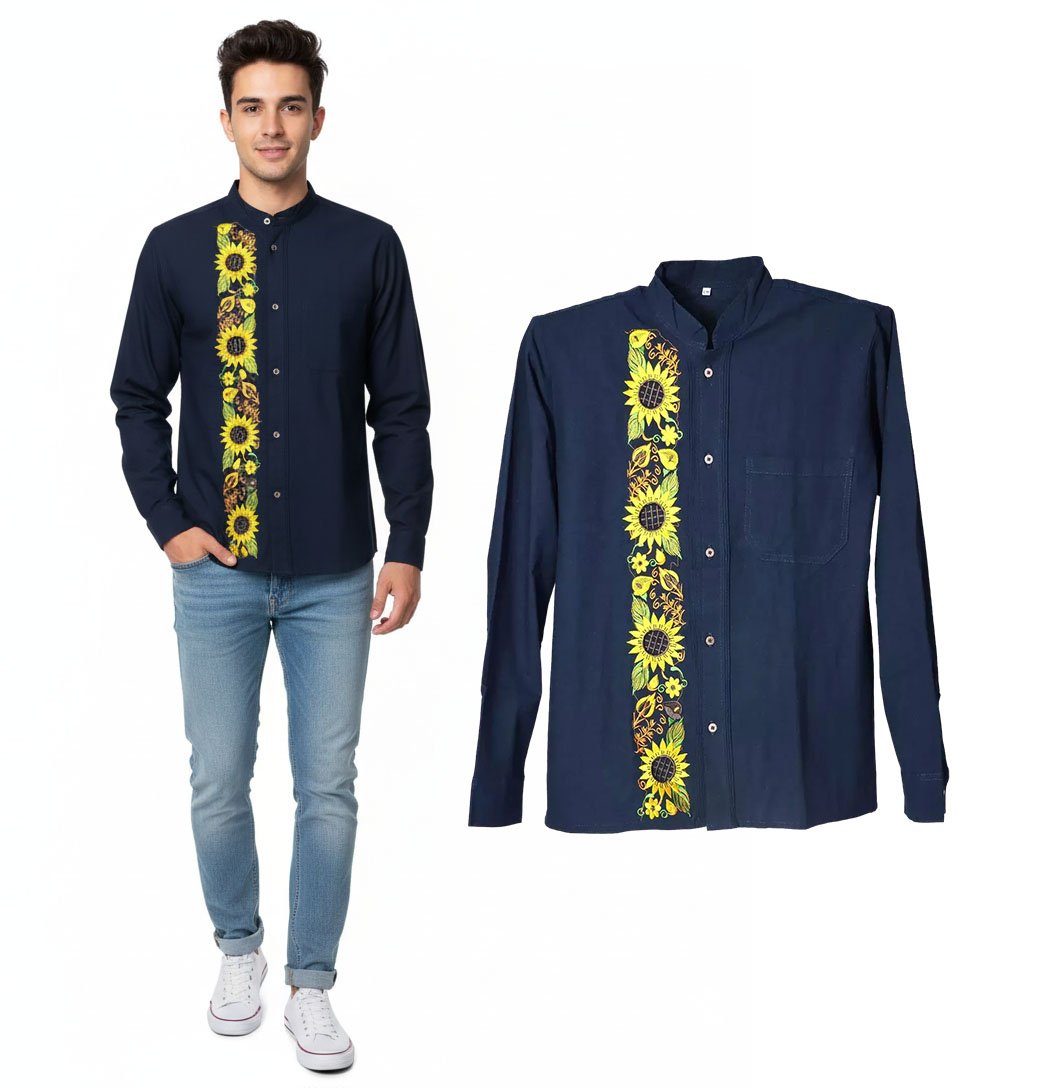 Camisa Guayabera Manga Larga Bordado Artesanal Para Hombre