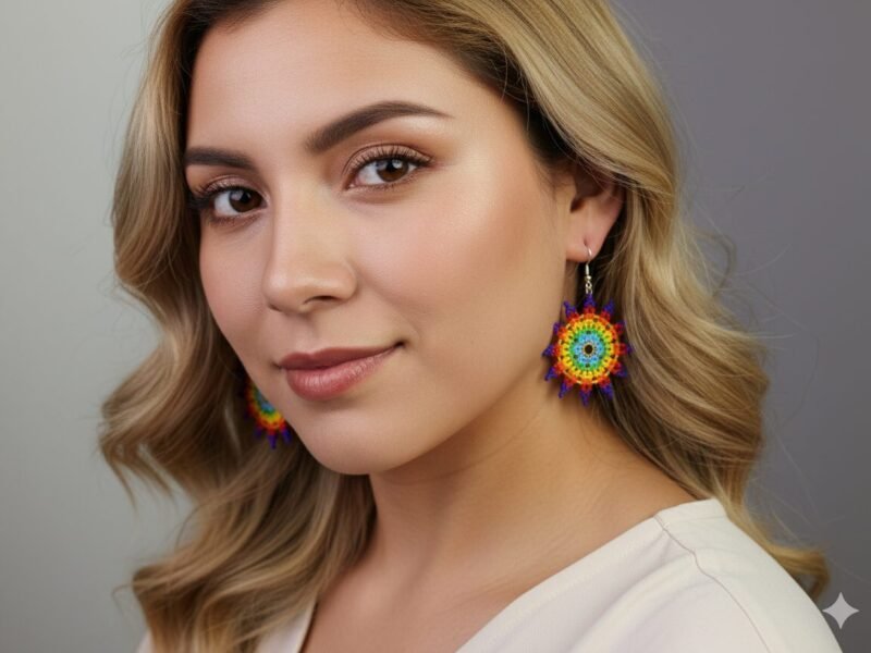 Aretes De Cuentas Huichol Colgante De Moda Artesanal