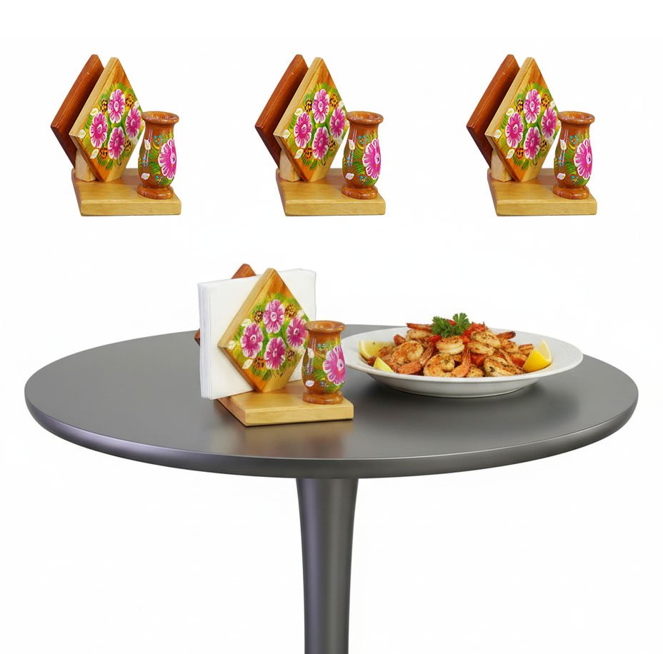 Servilleteros De Madera Pintadas Artesanales