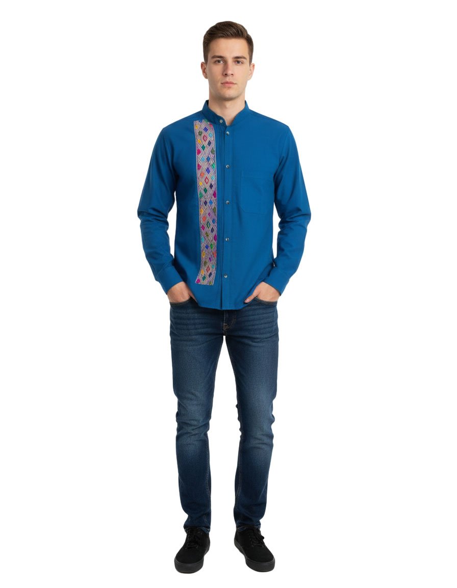 Camisa Guayabera Manga Larga Bordado Artesanal Para Hombre - Image 3