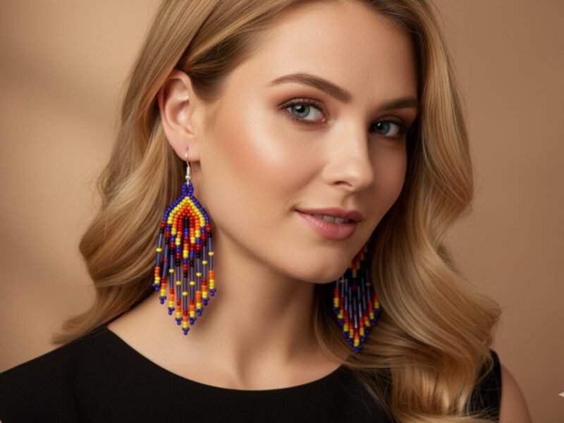 Aretes De Chaquira Colgante Con Flecos De Moda