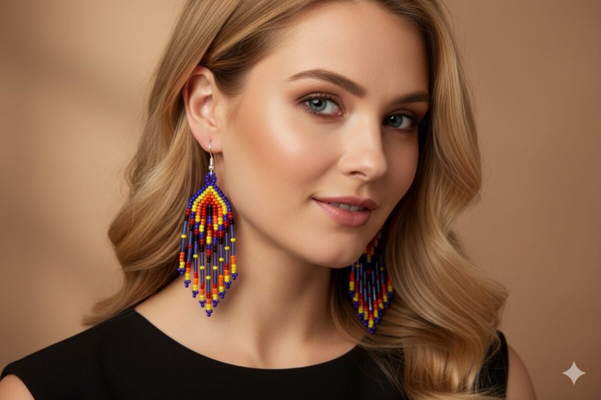 Aretes De Chaquira Colgante Con Flecos De Moda