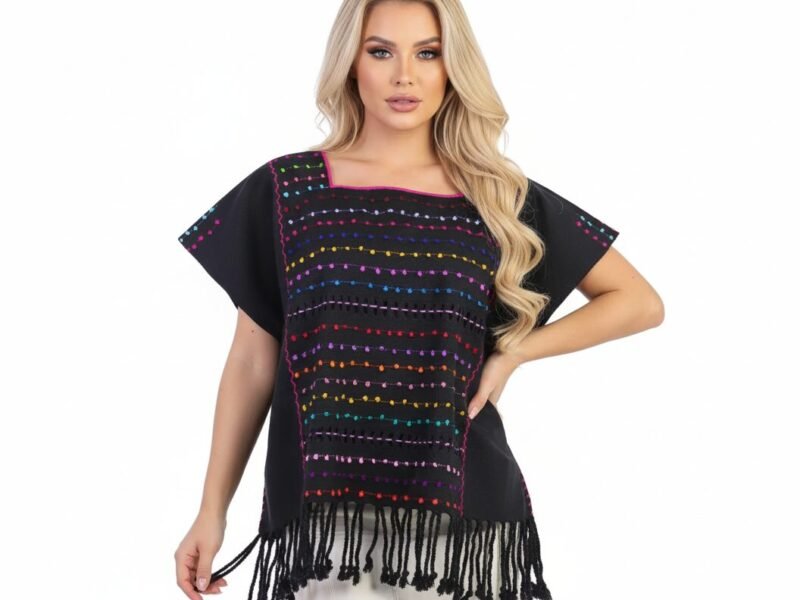 Blusa De Telar Con Nuditos De Colores Artesanal Para Mujer