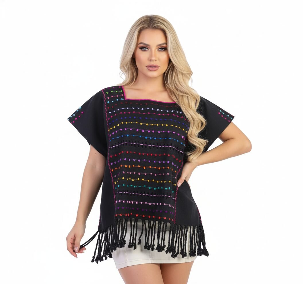 Blusa De Telar Con Nuditos De Colores Artesanal Para Mujer - Image 2