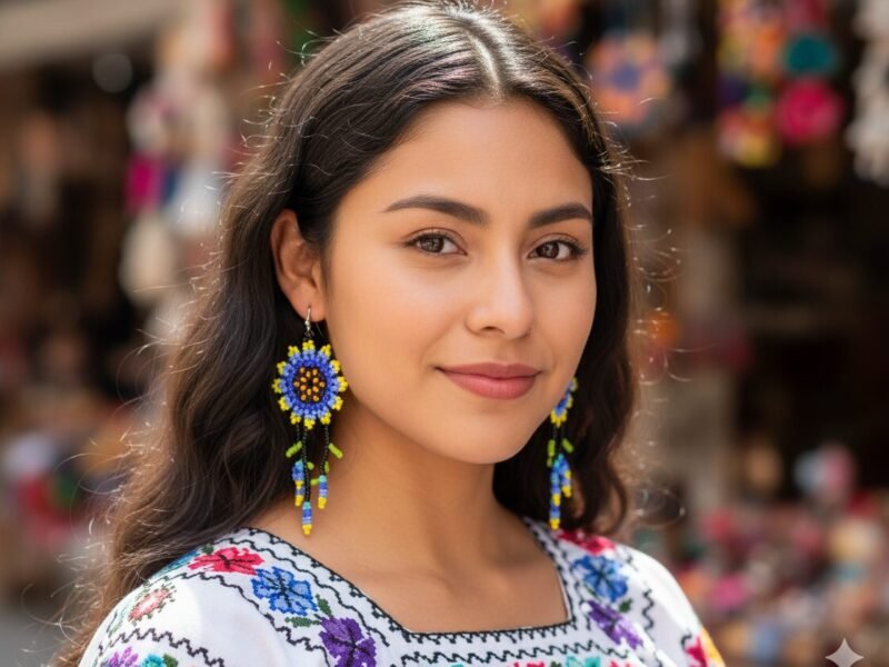 Aretes De Chaquira Colgante De Flor Artesanal