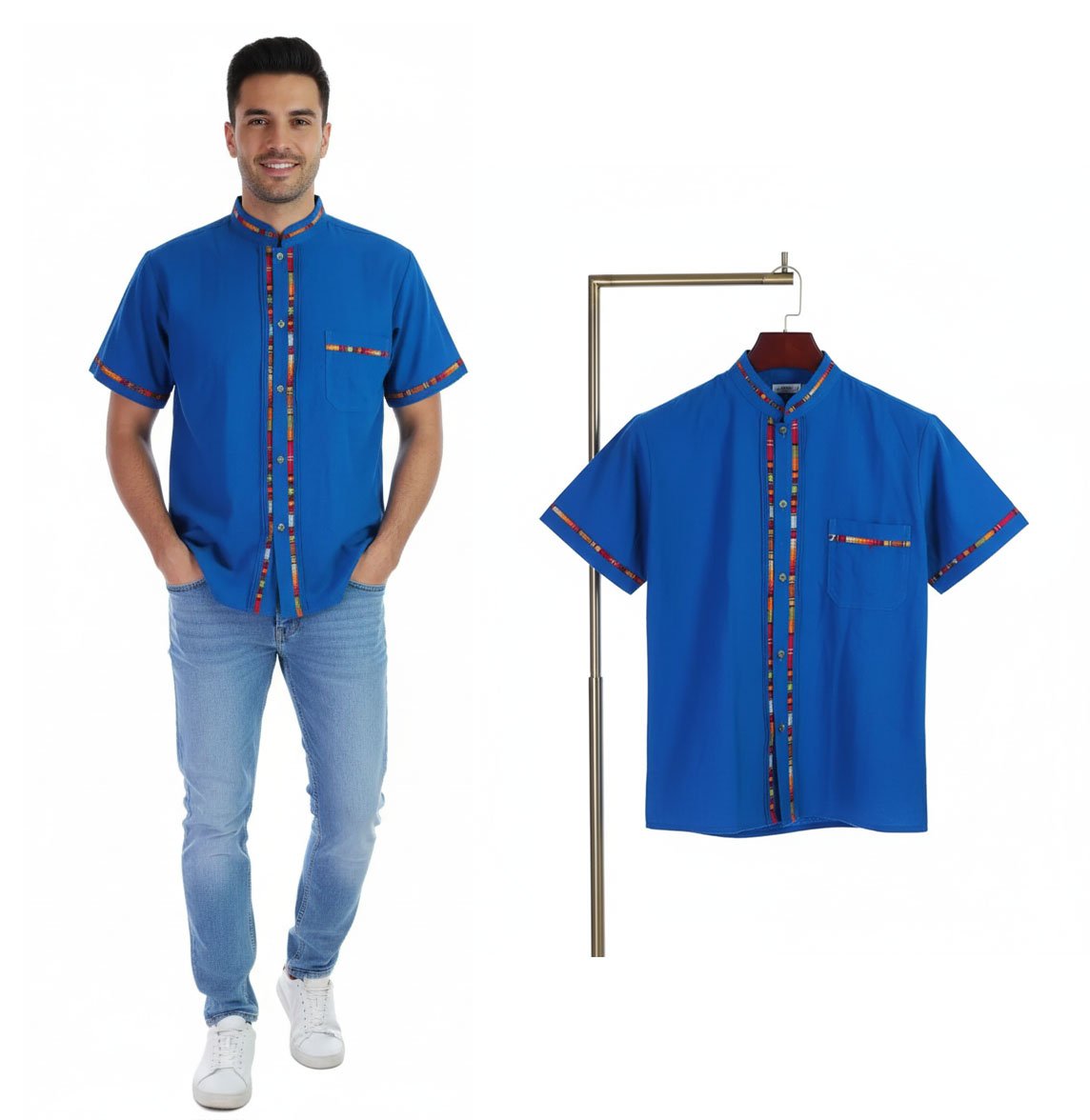 Camisa Guayabera Manga Corta De Moda Artesanal