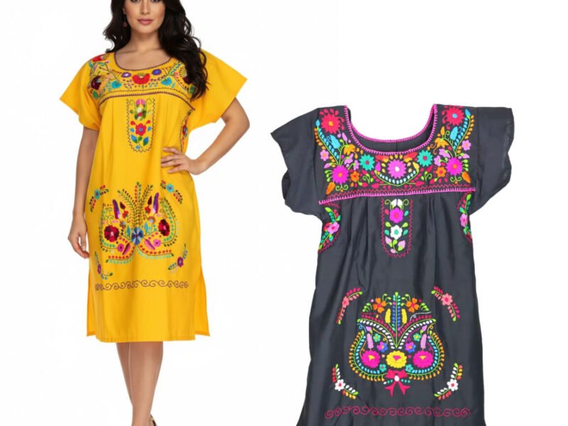 Vestido Bata Chanel Con Bordado Artesanal De Moda