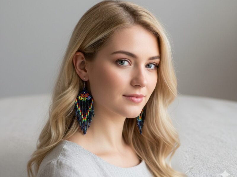 Aretes De Chaquira Colgante Con Flecos De Moda Artesanal