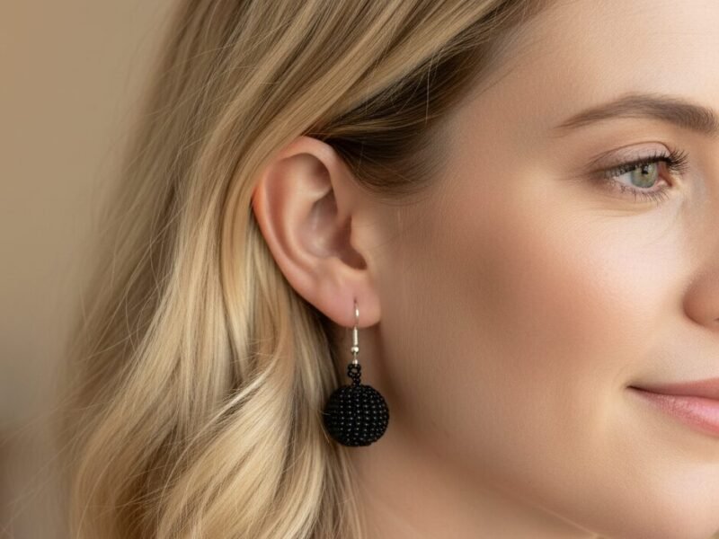 Aretes De Chaquira Colgante De Esfera Artesanal