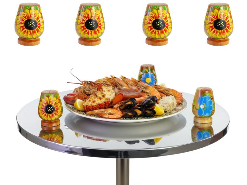 Saleros De Madera Pintadas De Flores Artesanales