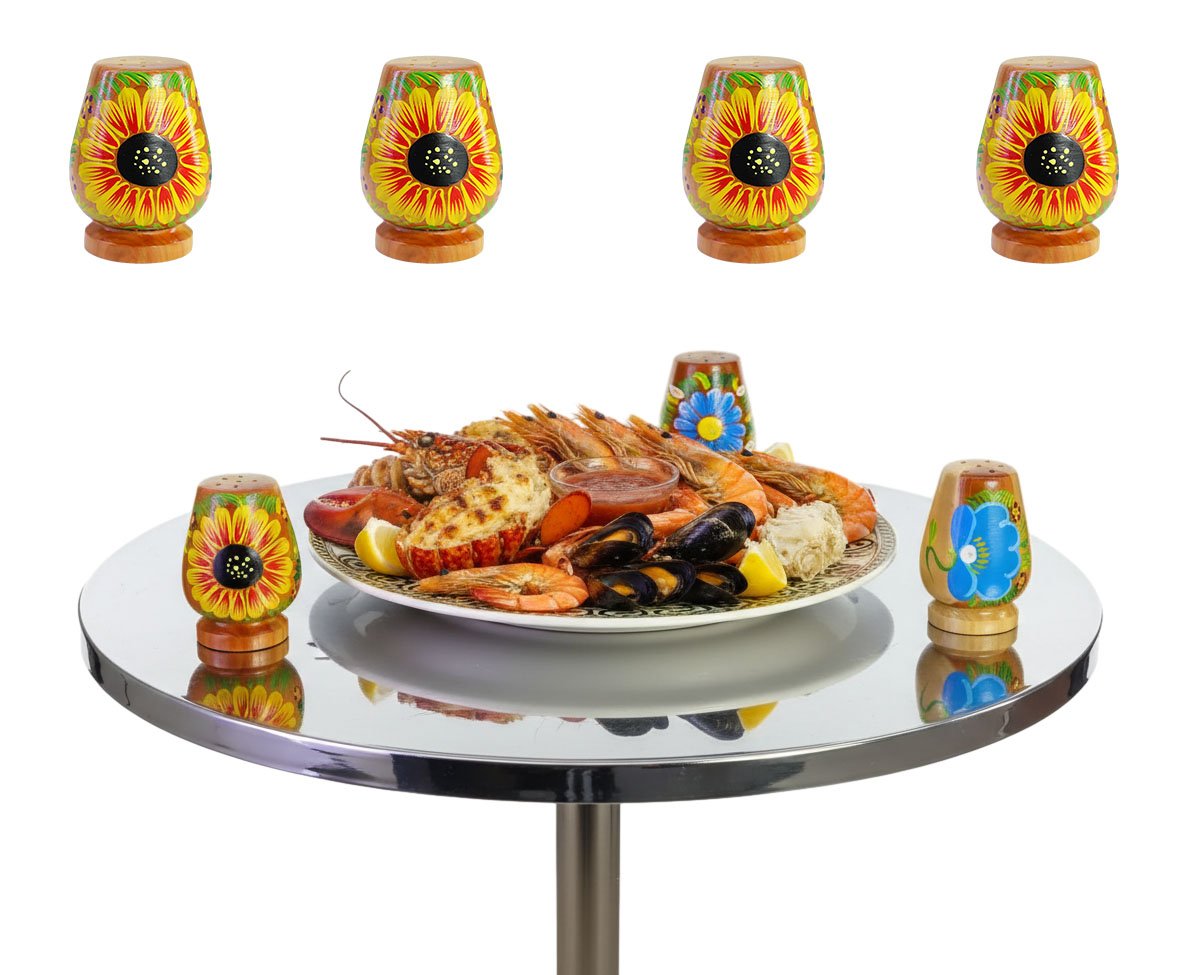 Saleros De Madera Pintadas De Flores Artesanales