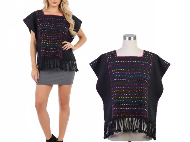 Blusa De Telar Con Nuditos De Colores Artesanal Para Mujer