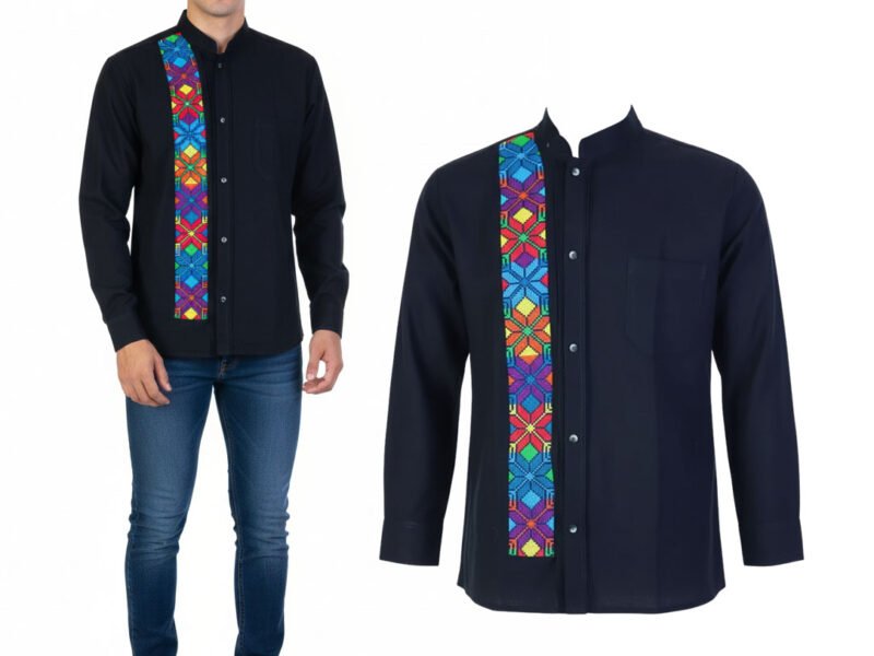 Camisa Guayabera Manga Larga Bordado Artesanal Para Hombre