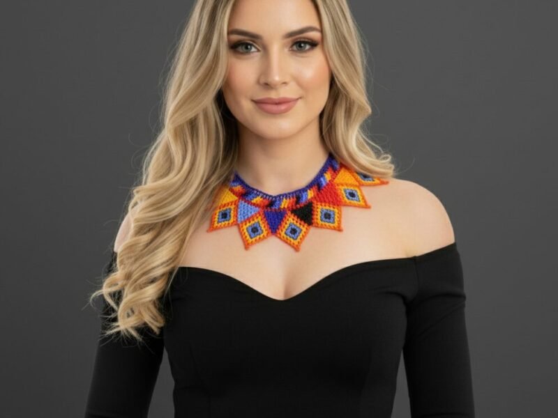 Collar De Cuentas Huichol Gargantilla De Moda Artesanal