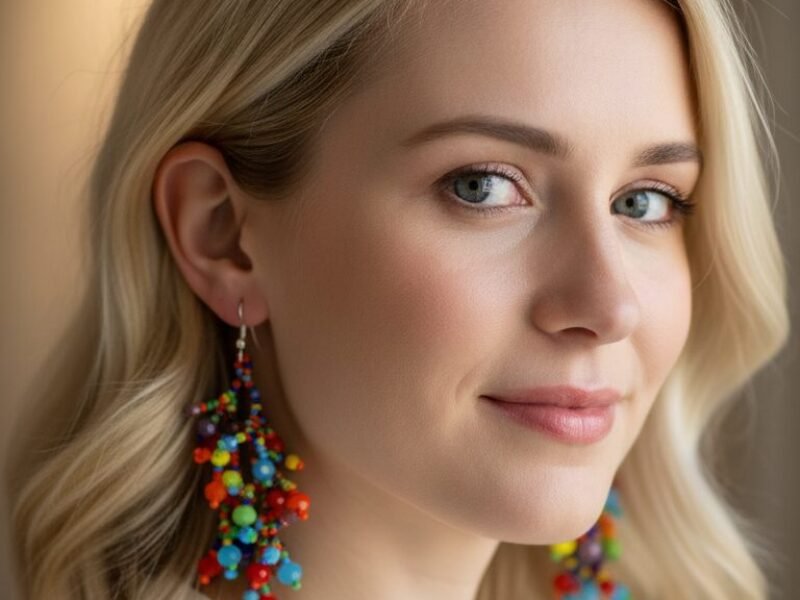 Aretes De Cuentas De Cristal Colgante De Moda Artesanal