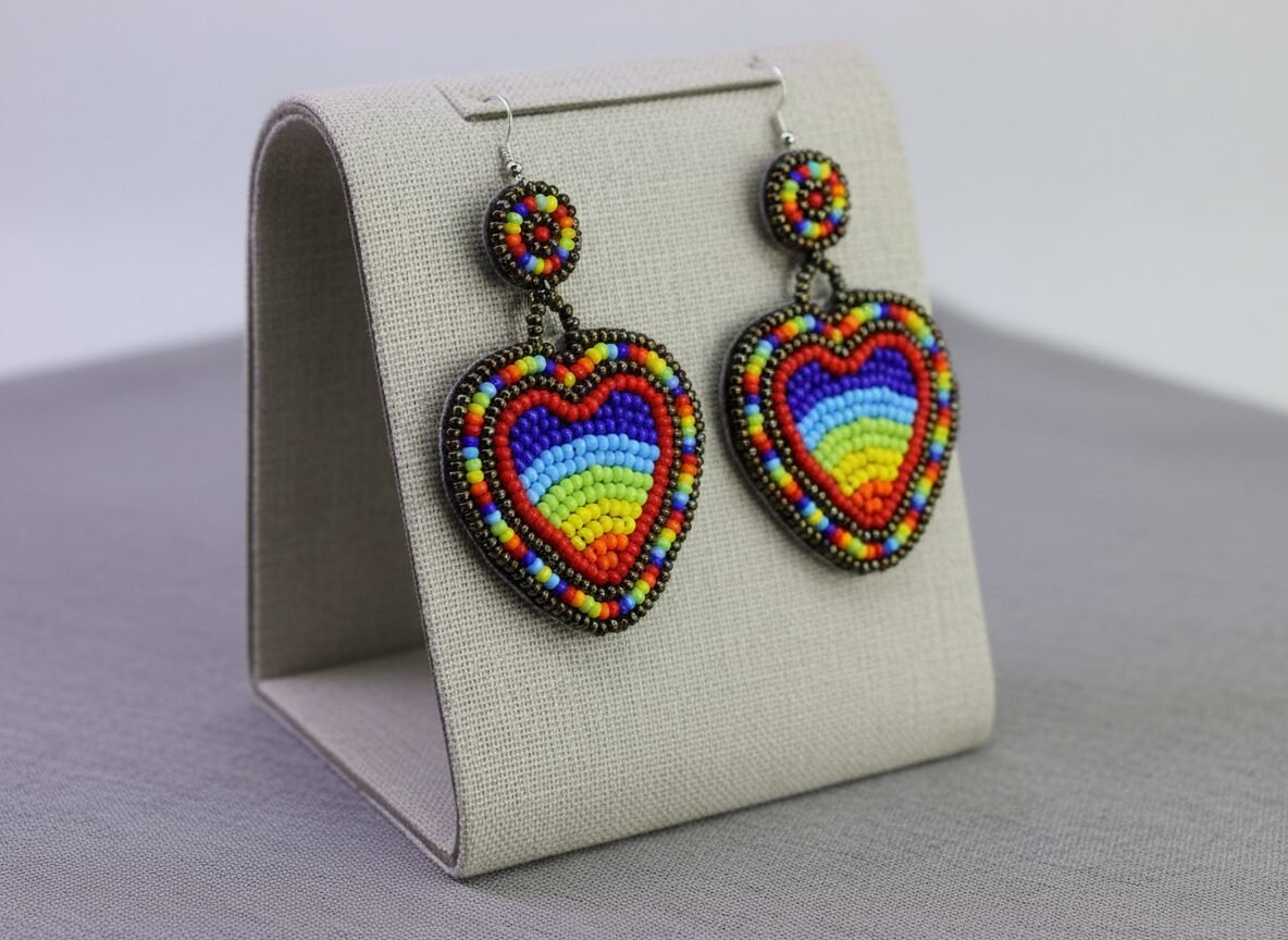 Aretes De Cuentas Huichol Colgante De Corazón De Moda - Image 4