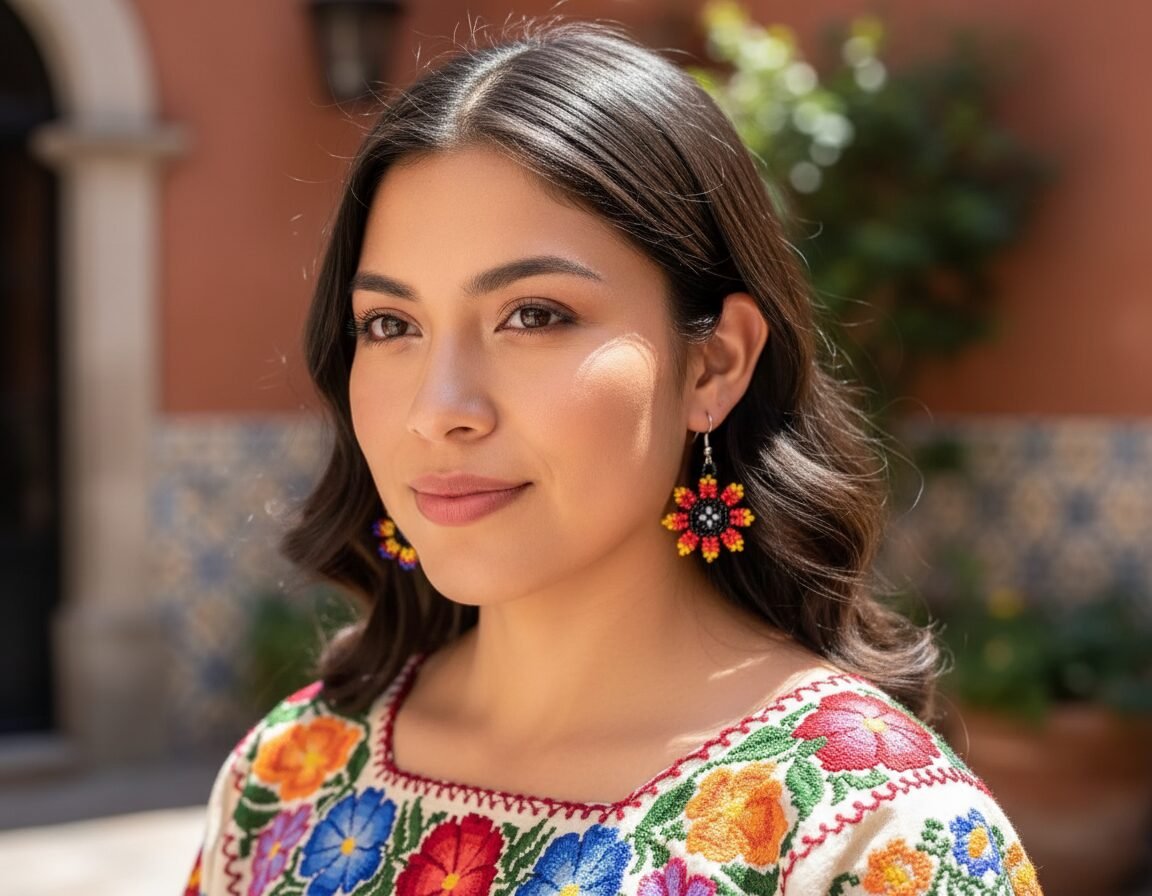Aretes De Chaquira Colgante De Flor De Moda Artesanal - Image 3