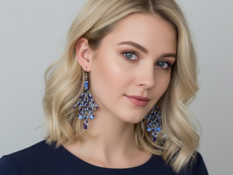 Aretes De Cuentas De Cristal Colgante De Moda
