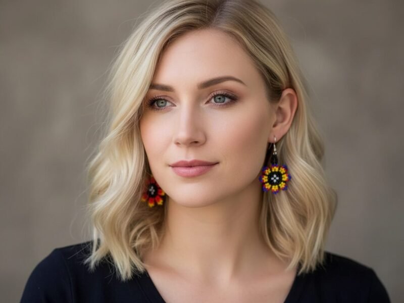 Aretes De Chaquira Colgante De Flor De Moda Artesanal