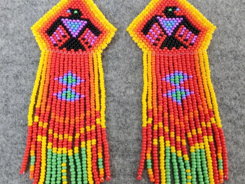 Pendientes Largos Arte Huichol De Moda Para Mujer