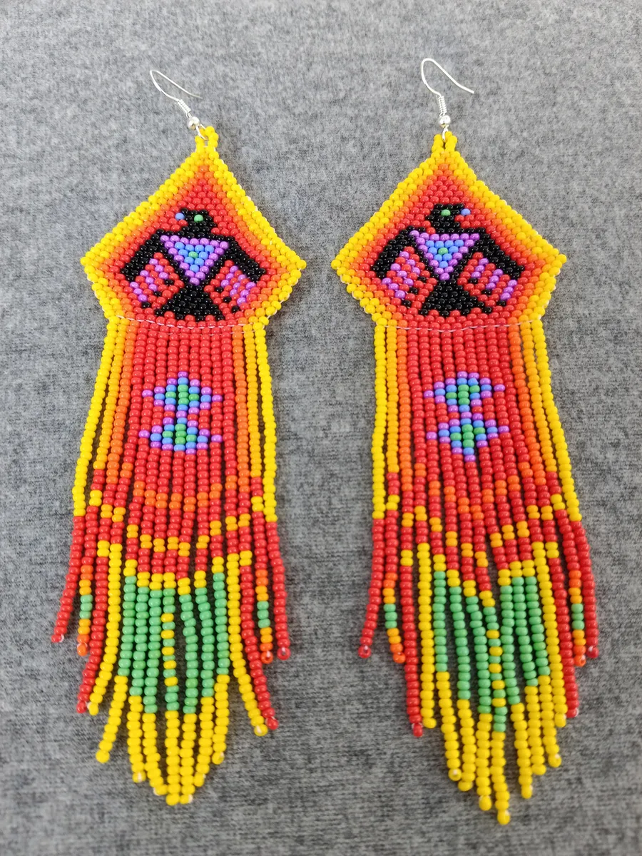 Pendientes Largos Arte Huichol De Moda Para Mujer - Image 2