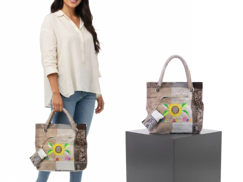 Bolsa De Mano Con Monedero Artesanal Para Mujer