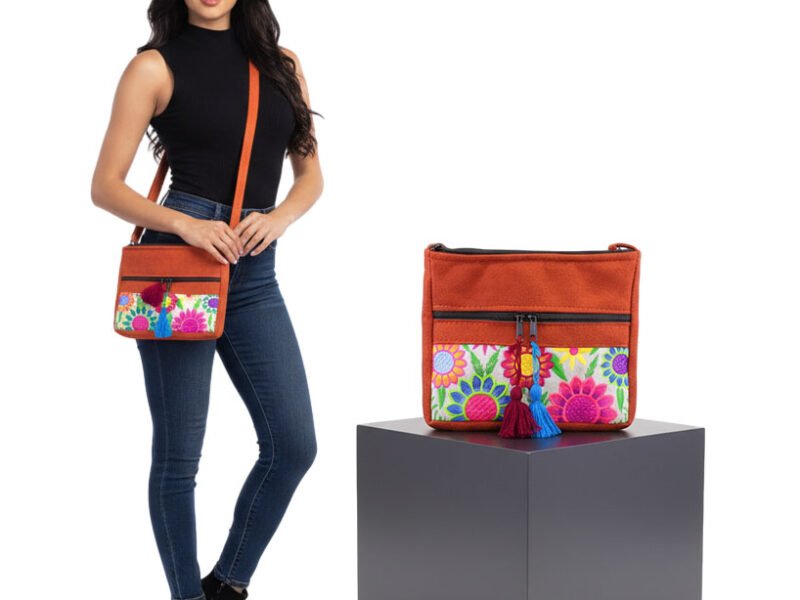Bolsa De Gamuza Con Bordado Artesanal Crossbody Para Dama