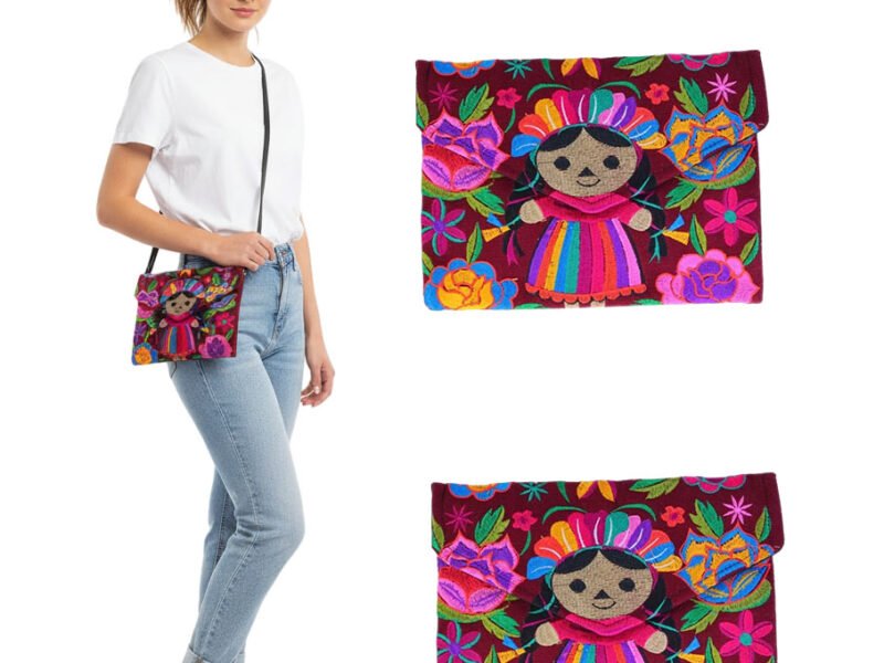 Bolso Carteron Crossbody Bordado Artesanal De Moda