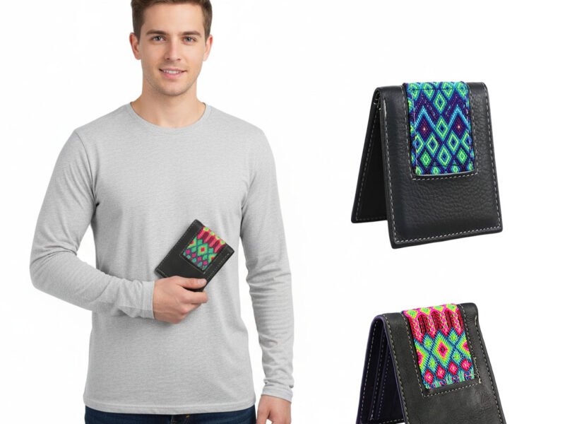 Billetera De Piel Bordado Artesanal De Moda Para Hombre