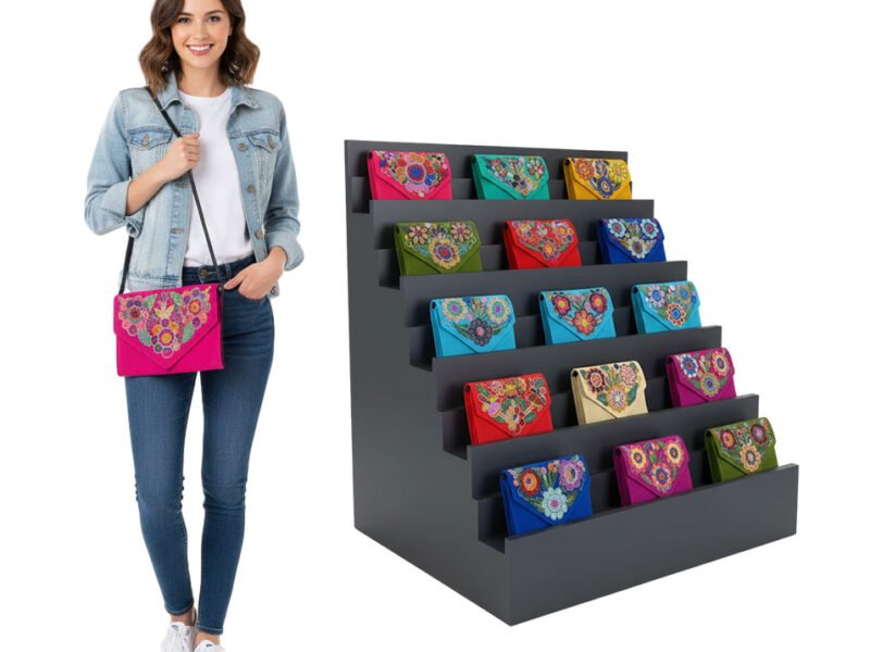 Bolsa Carteron Bordado Con Chaquira De Moda Para Dama