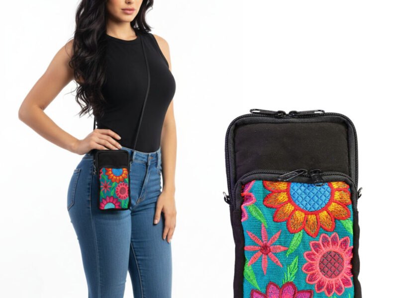 Mini Bolsa Porta Celular Bordado Artesanal Para Dama