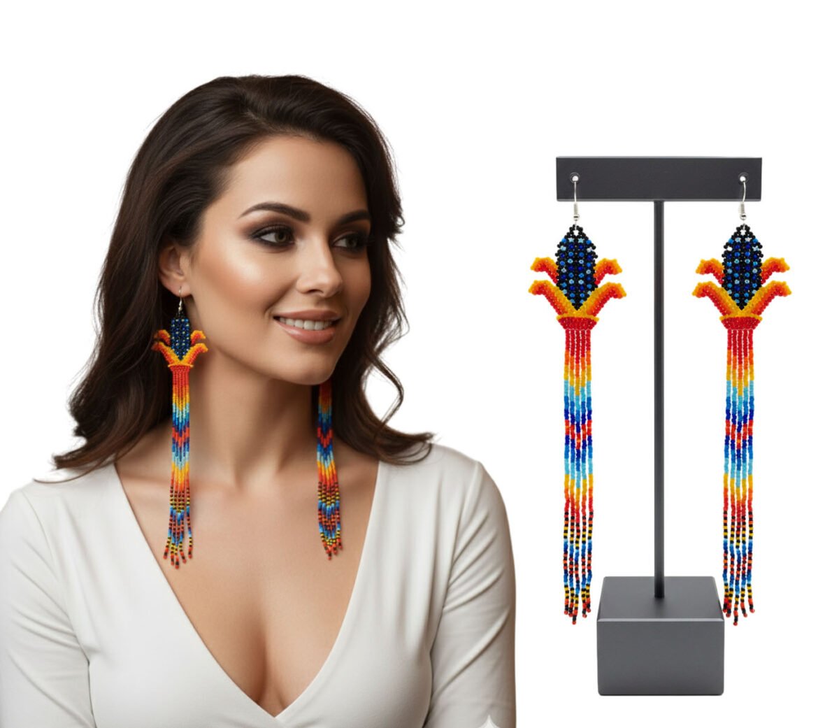 Pendientes Largos De Cuentas De Chaquira De Moda