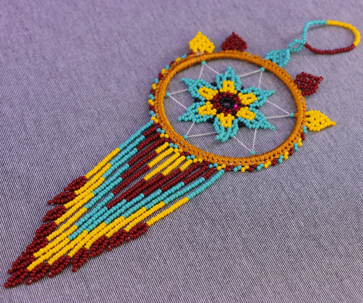 Atrapasueños Colgantes De Flor De Chaquira - Image 4