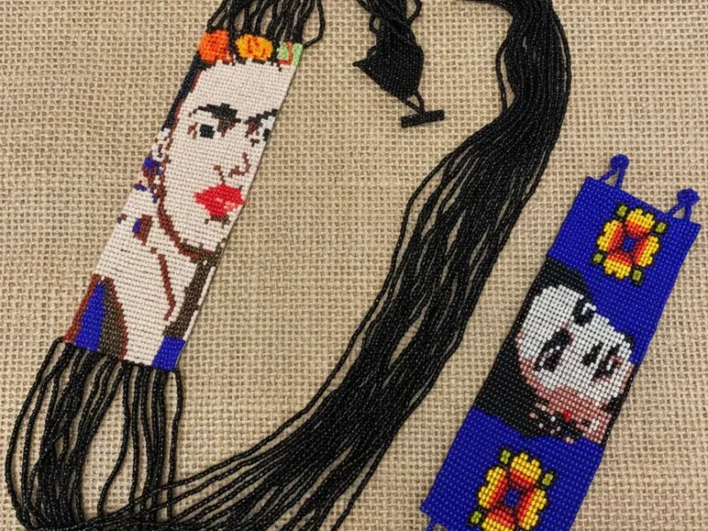 Collar Largo Y Pulsera De Cuentas De Chaquira Frida Kahlo