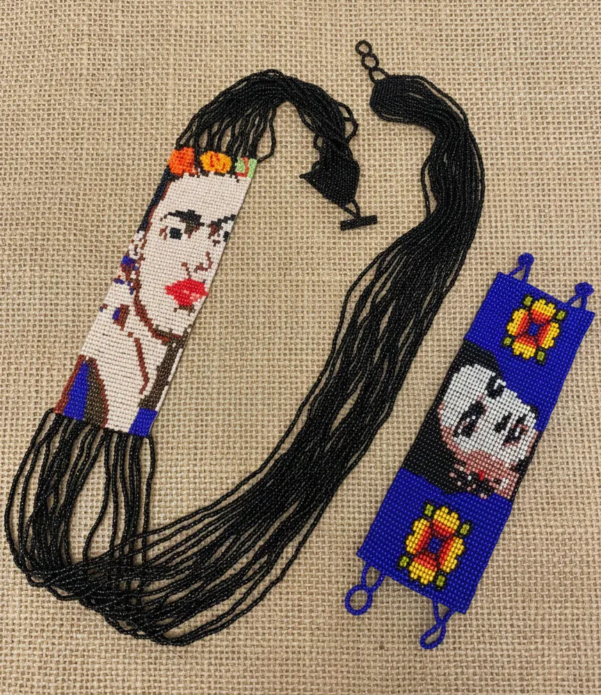 Collar Largo Y Pulsera De Cuentas De Chaquira Frida Kahlo - Image 2
