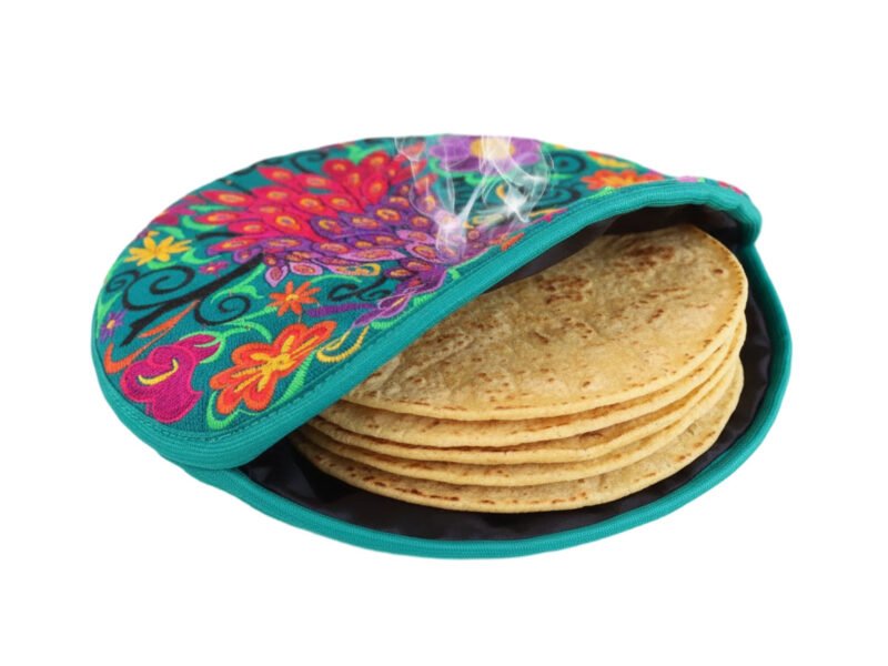 Tortillero Con Bordado Floral Artesanal