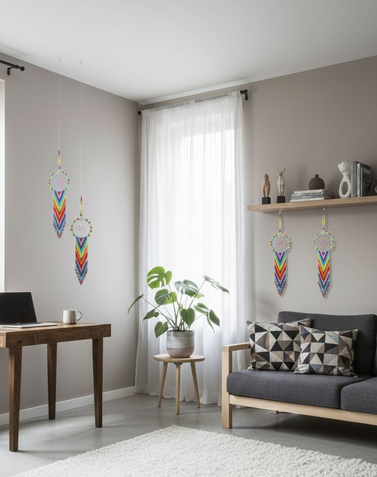 Atrapasueños Colgantes De Chaquia Hecho A Mano - Image 4