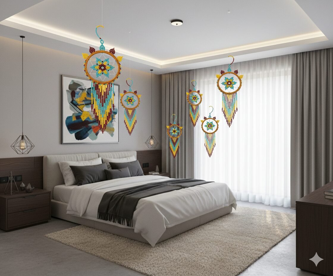 Atrapasueños Colgantes De Flor De Chaquira - Image 2