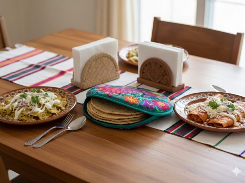 Tortillero Con Bordado Floral Artesanal