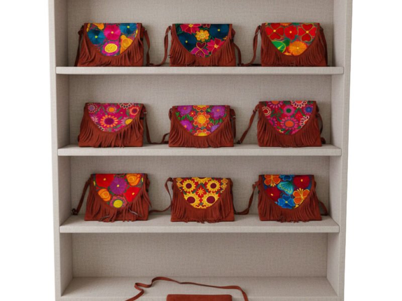 Bolsa Para Mujer De Gamuza Bordado De Moda