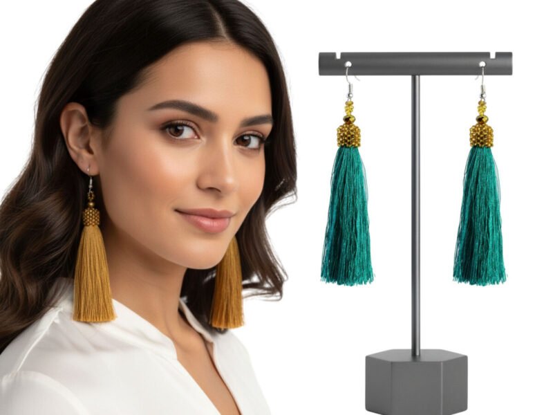 Set 12 Pares De Pendientes Largos De Hilo De Seda De Moda